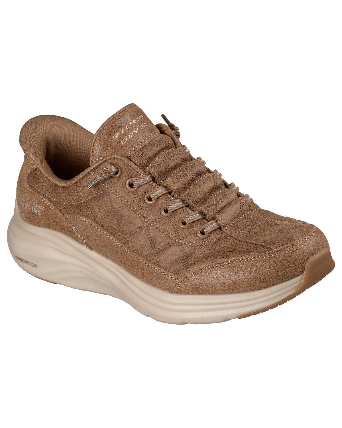 Sneakers Skechers Contour Foam Cozy Fit Natural Ease donna cuoio