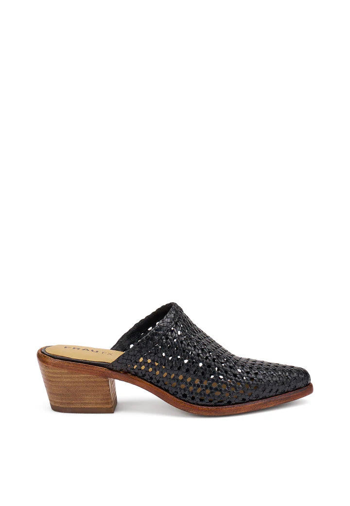 Mule Frau in pelle intrecciata con tacco Donna