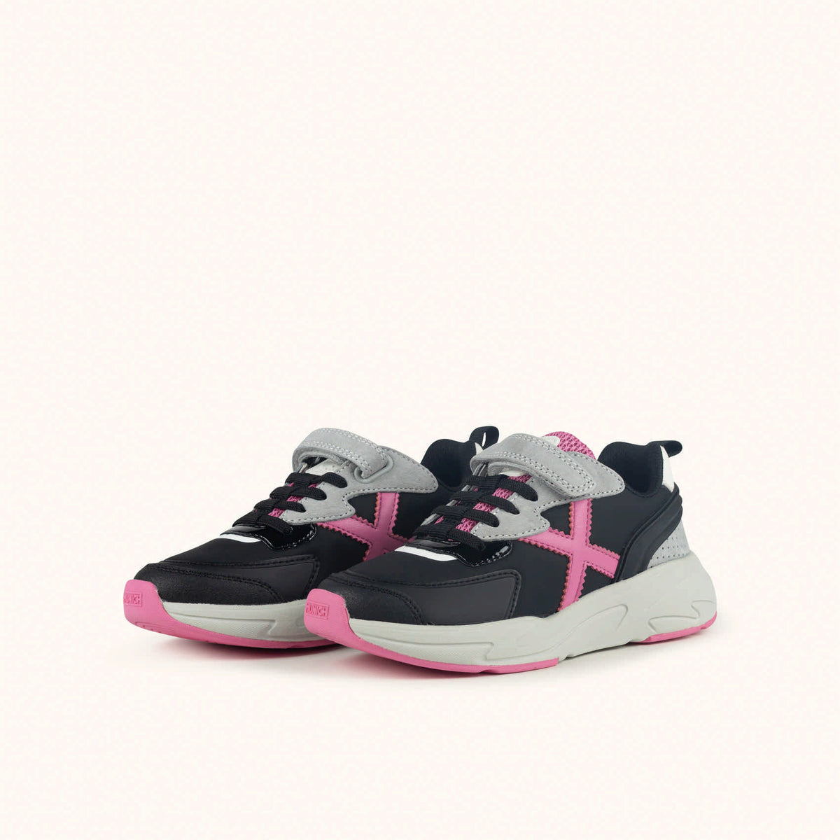 Sneakers Munich Mini Track Bambino nero/rosa