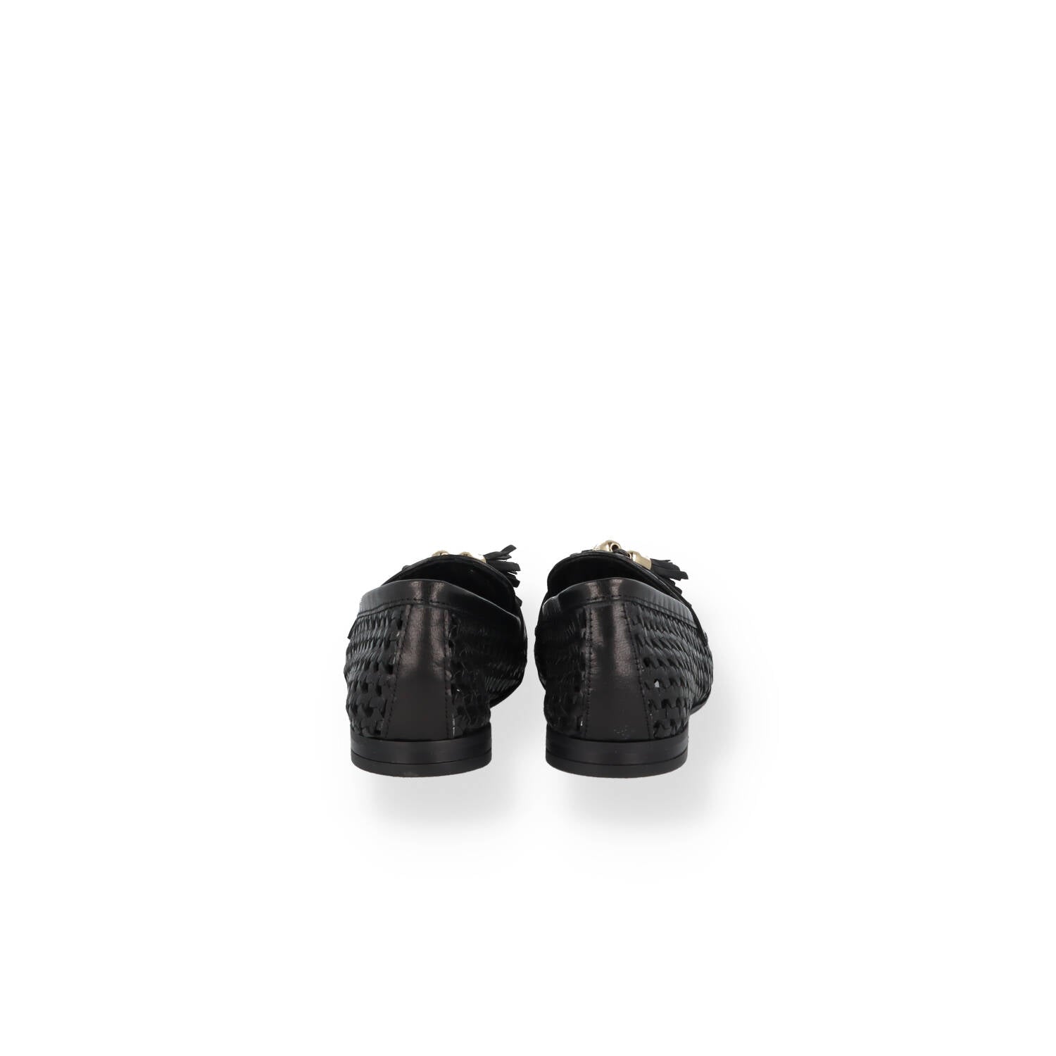 Mocassino in pelle intrecciata con nappine Donna