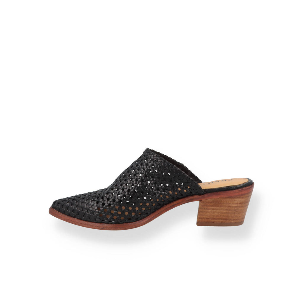 Mule Frau in pelle intrecciata con tacco Donna