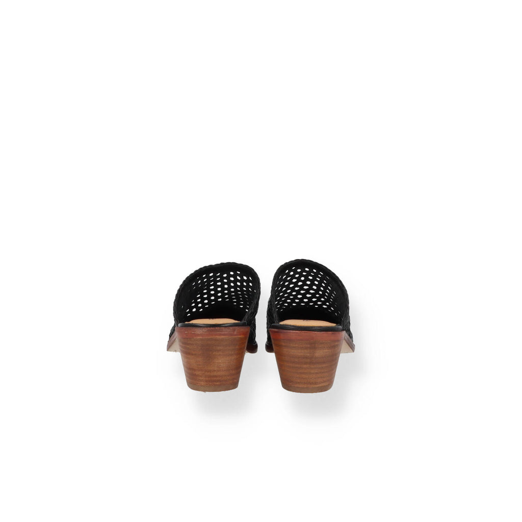 Mule Frau in pelle intrecciata con tacco Donna
