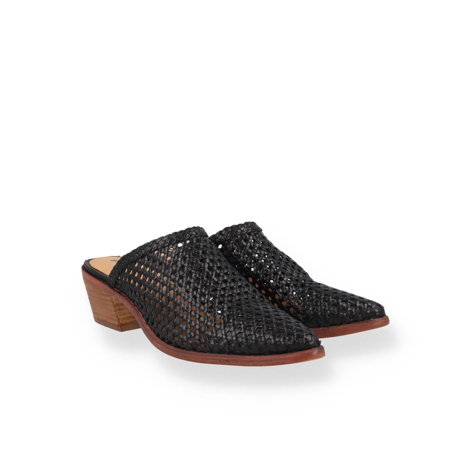 Mule Frau in pelle intrecciata con tacco Donna