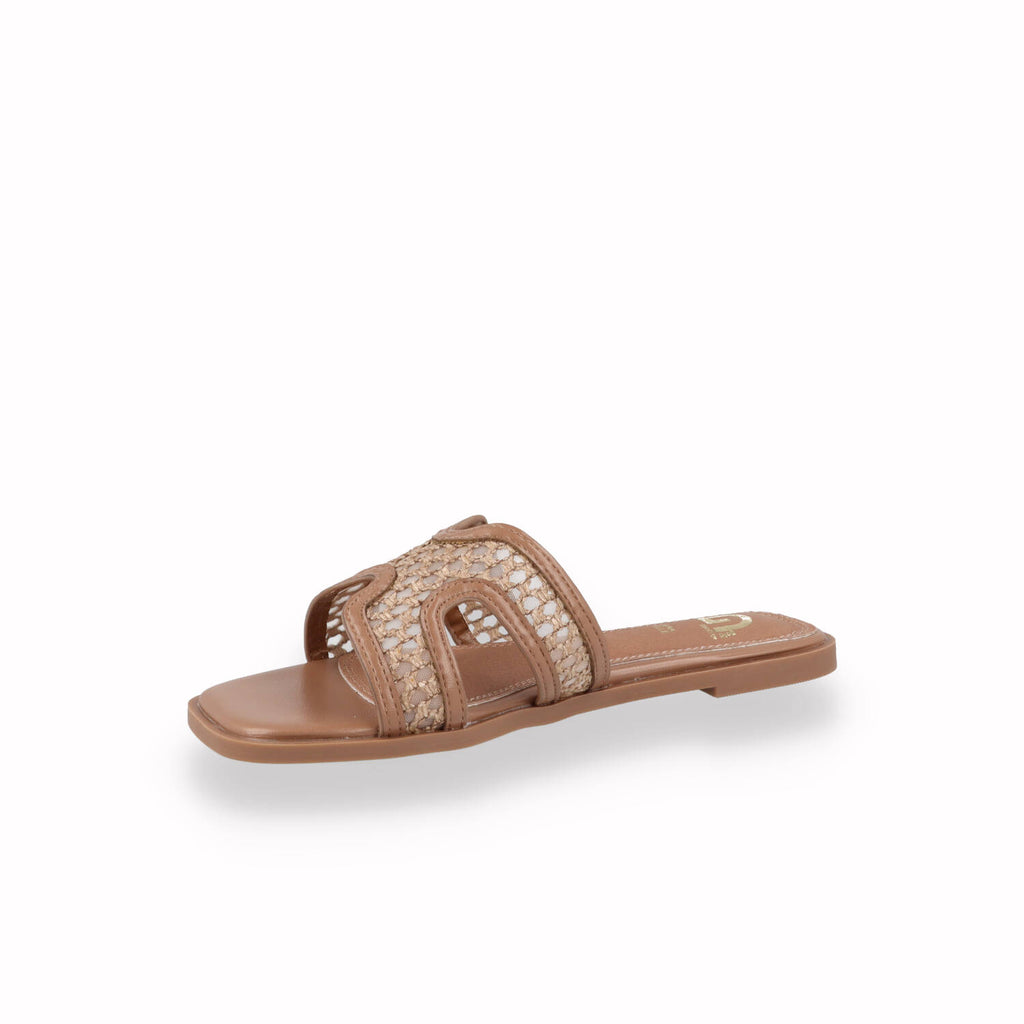 Ciabatta Flat GOLD&GOLD Donna Cuoio e Taupe