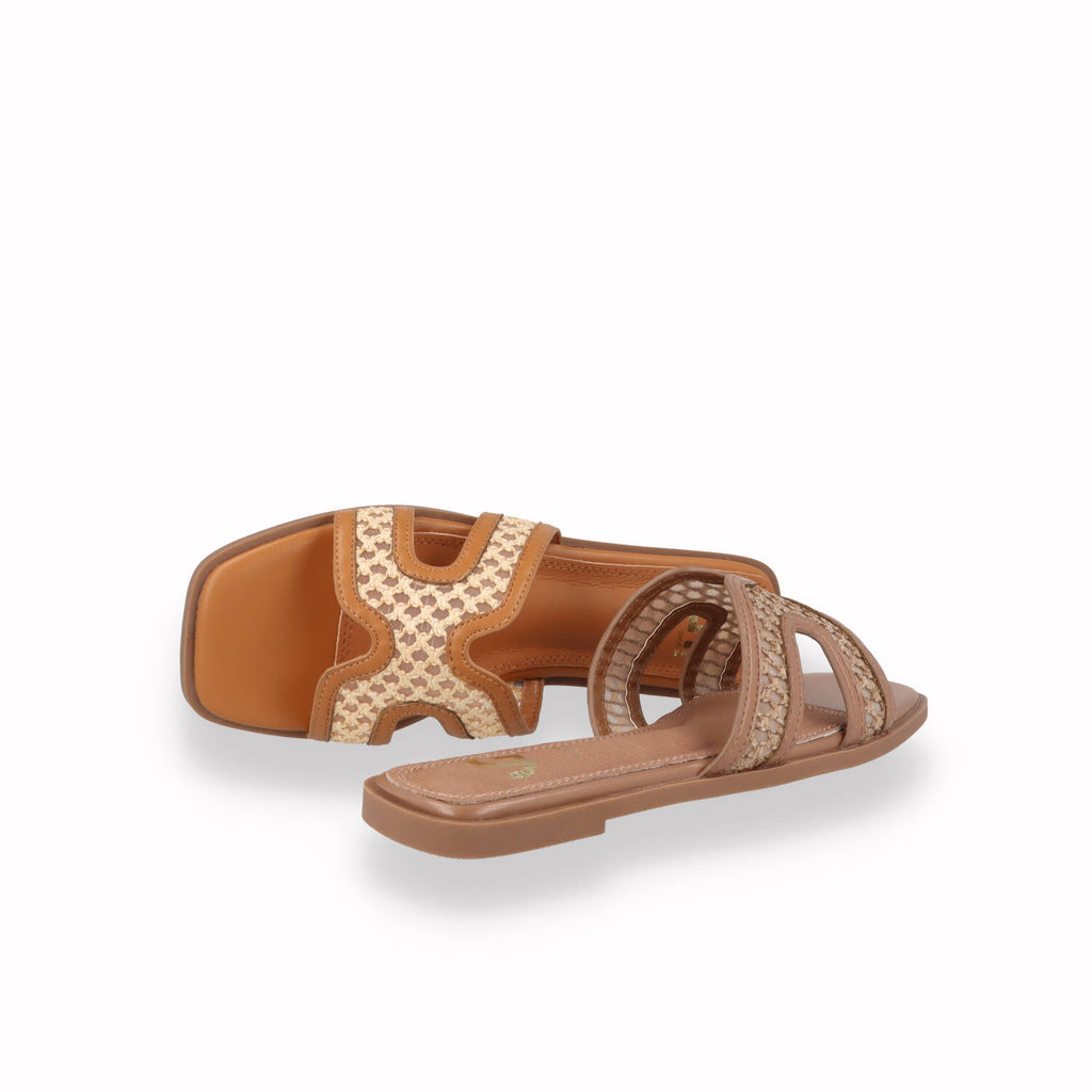 Ciabatta Flat GOLD&GOLD Donna Cuoio e Taupe