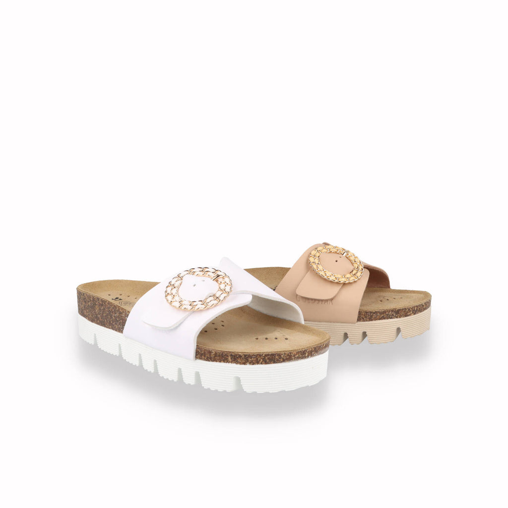 Sandalo Comfort Goldstar Fussbett Donna Bianco e Rosa