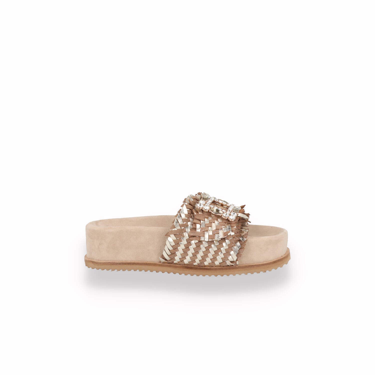 Ciabatta con zeppa Keys Donna Beige e Cuoio