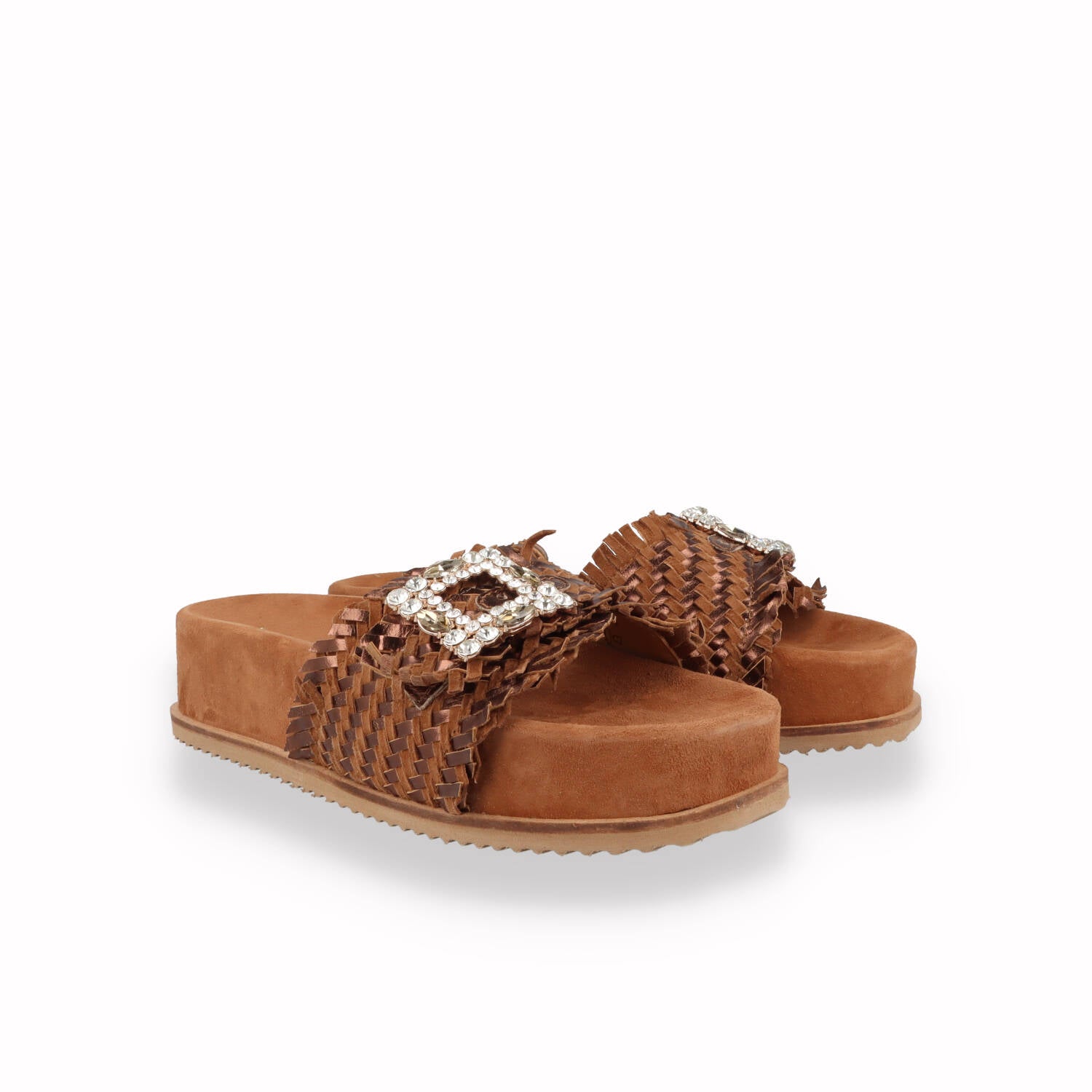Ciabatta con zeppa Keys Donna Beige e Cuoio