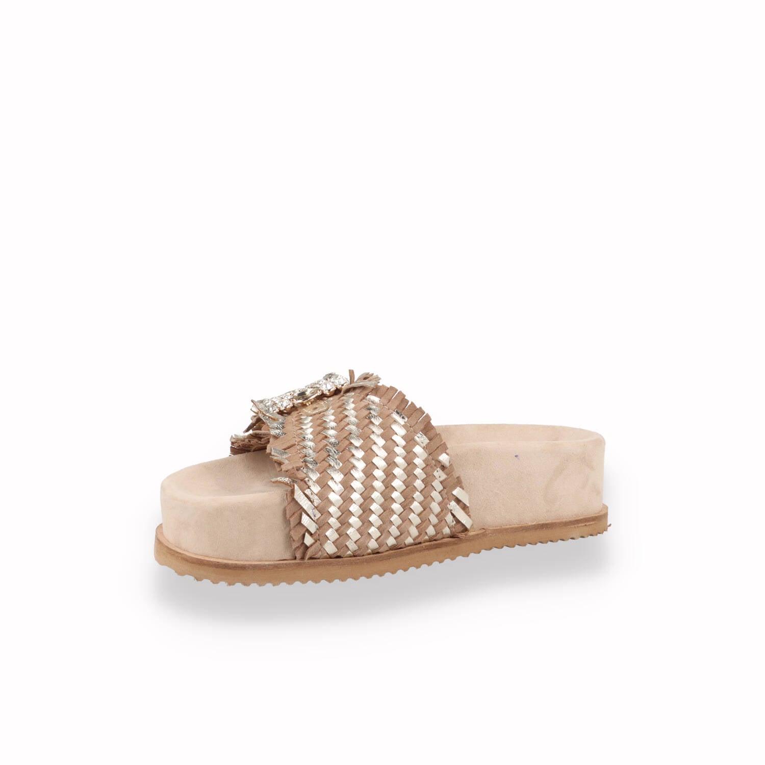 Ciabatta con zeppa Keys Donna Beige e Cuoio