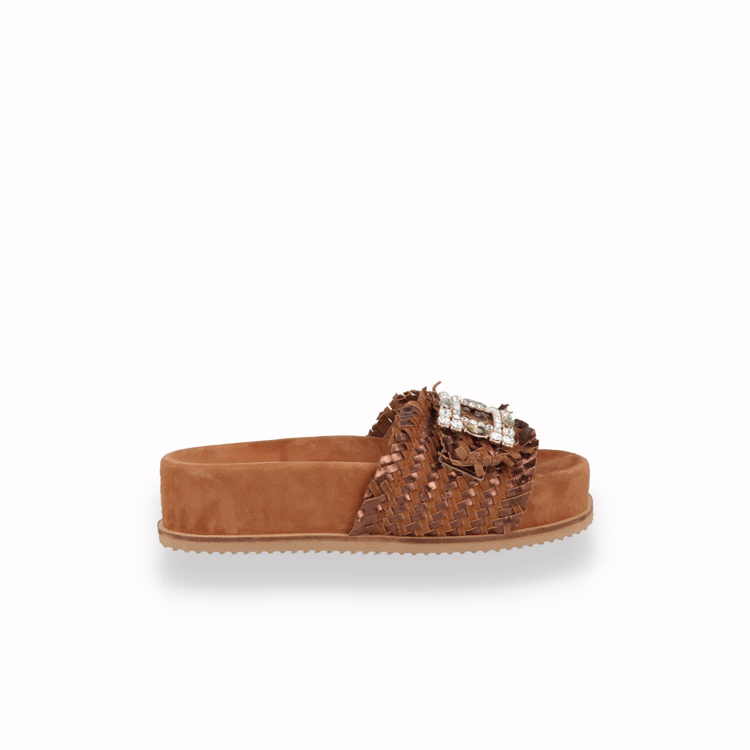 Ciabatta con zeppa Keys Donna Beige e Cuoio