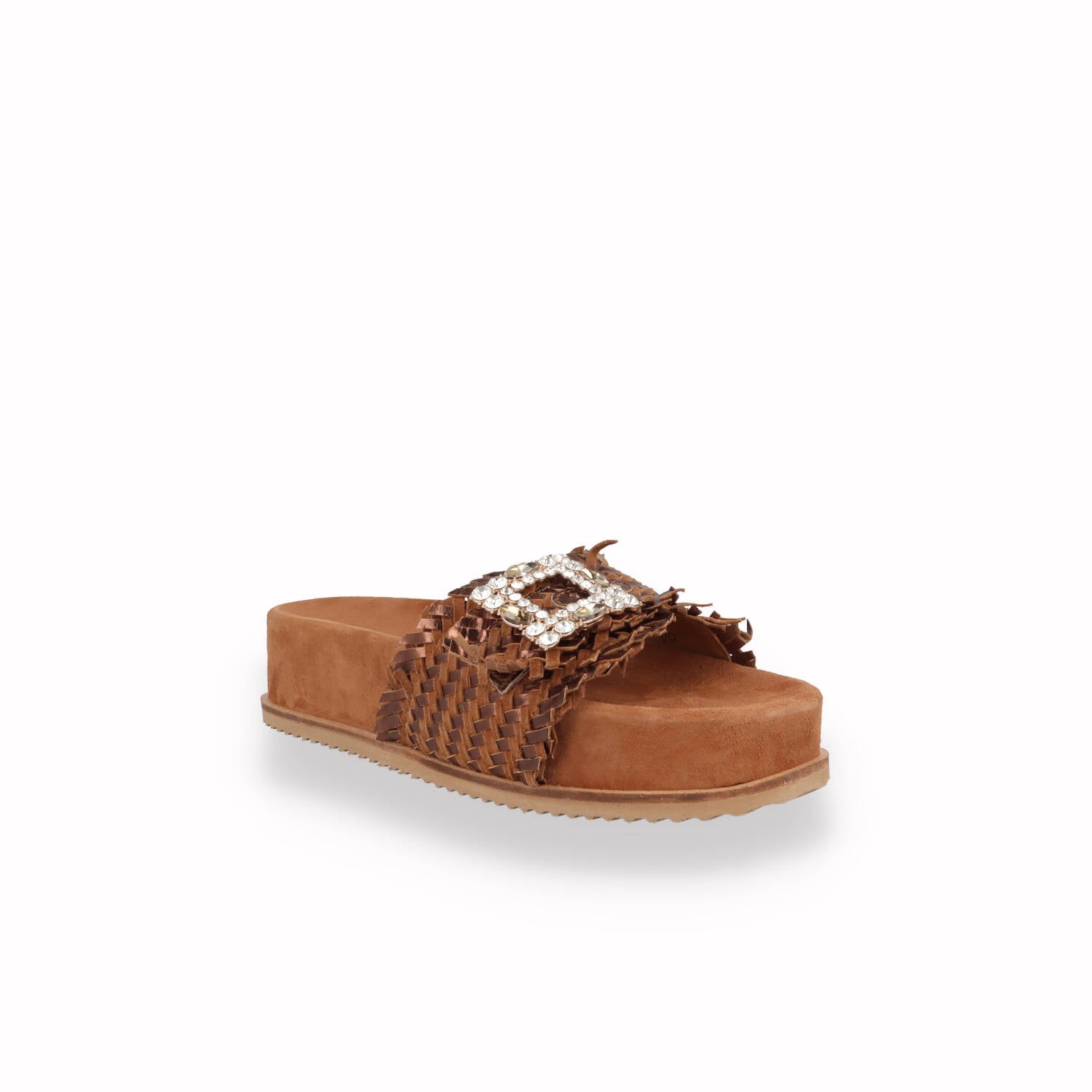 Ciabatta con zeppa Keys Donna Beige e Cuoio
