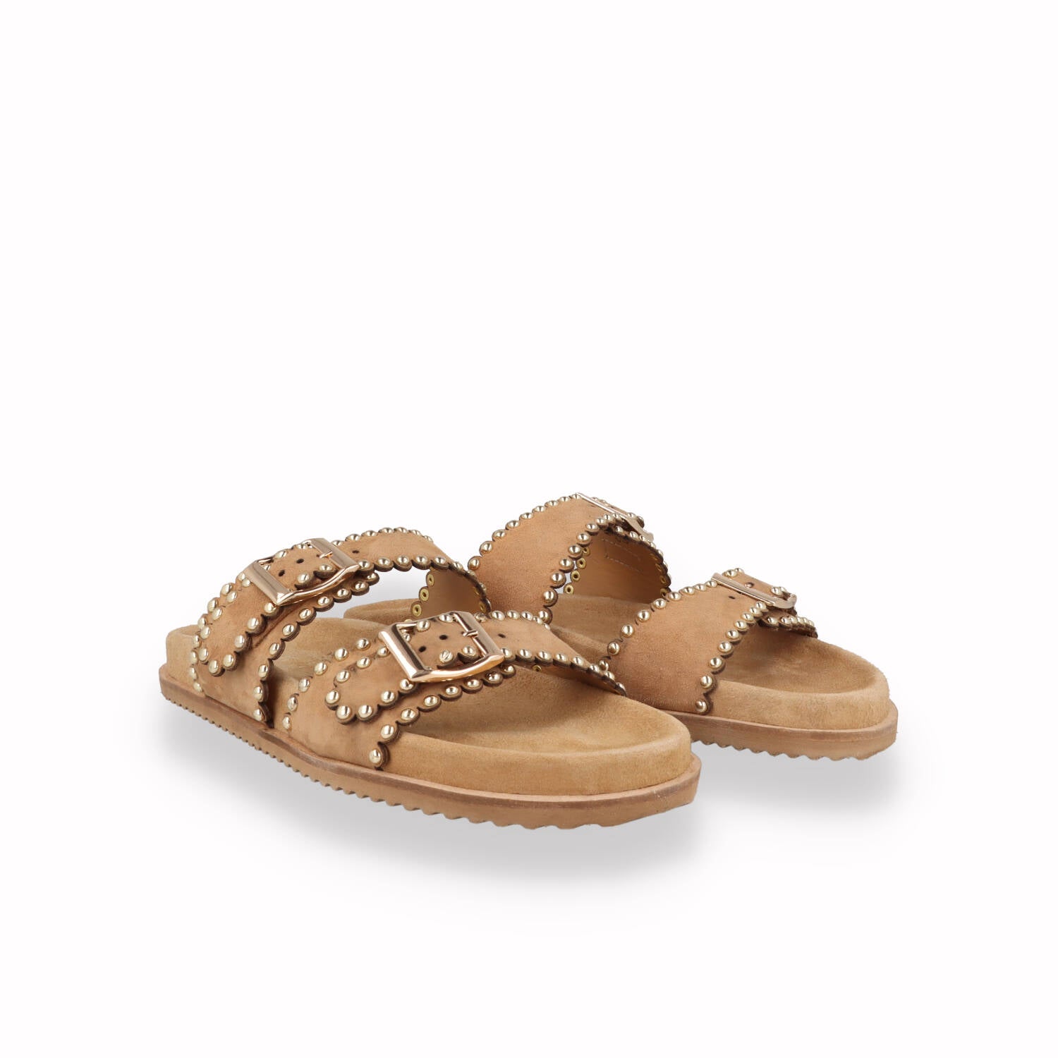 Ciabatta Keys Donna con micro-borchie Beige e Verde