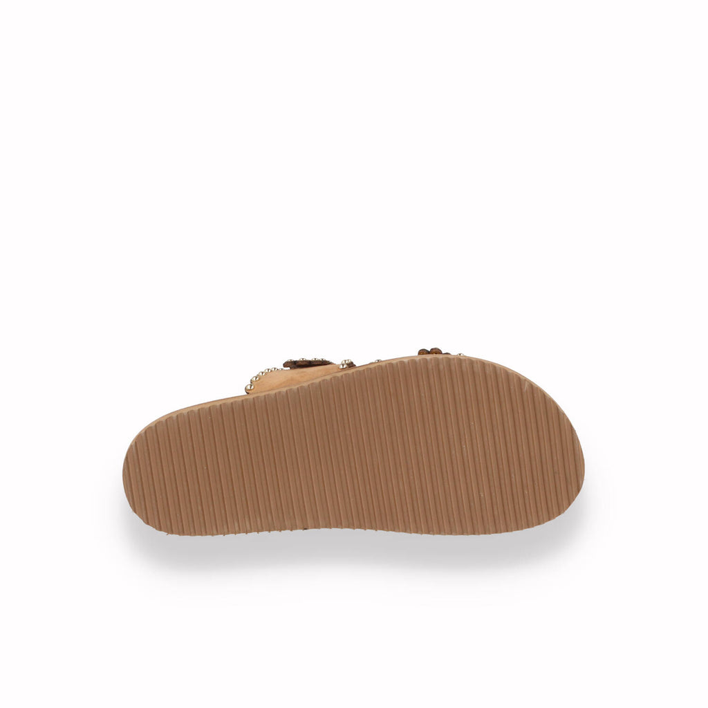 Ciabatta Keys Donna con micro-borchie Beige e Verde