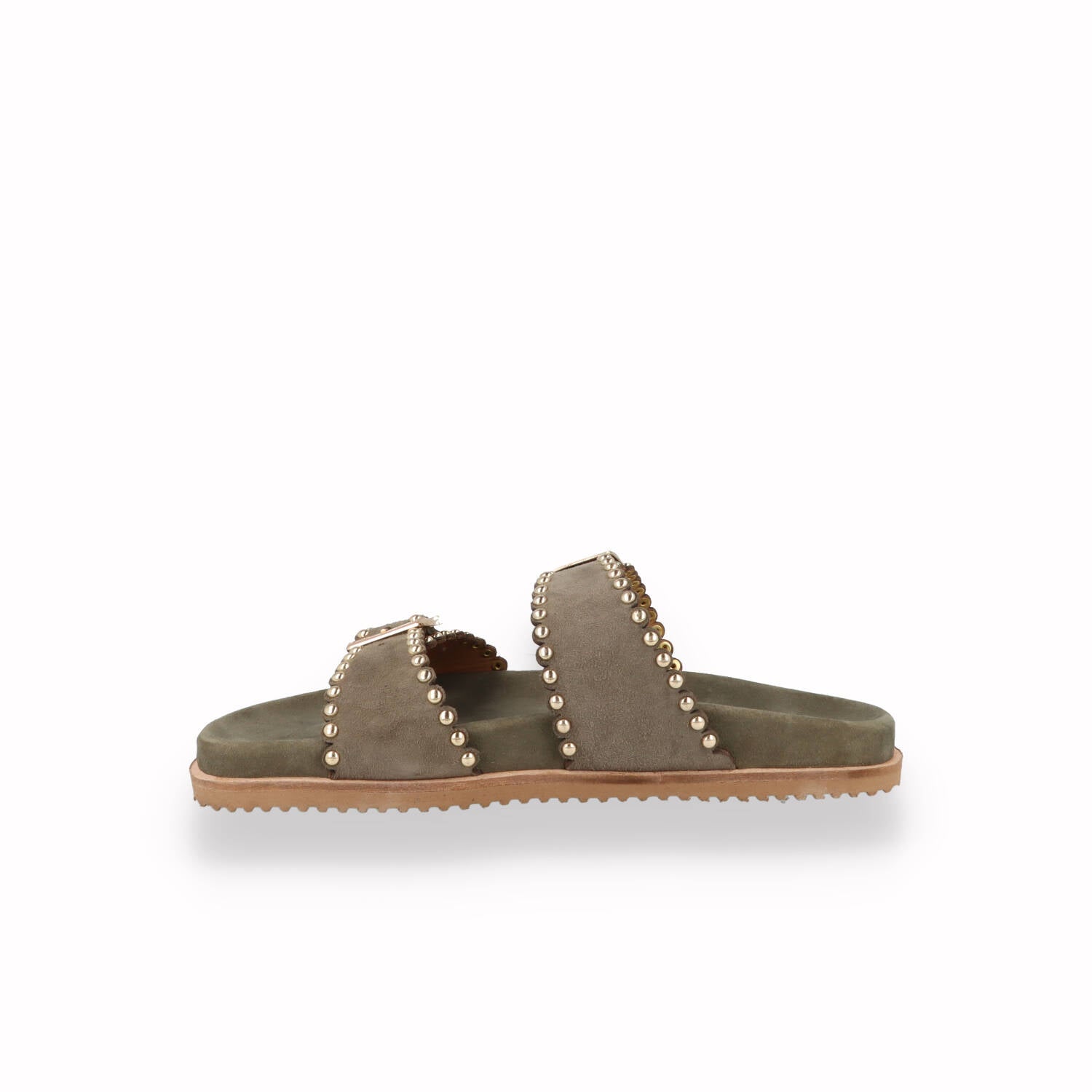 Ciabatta Keys Donna con micro-borchie Beige e Verde