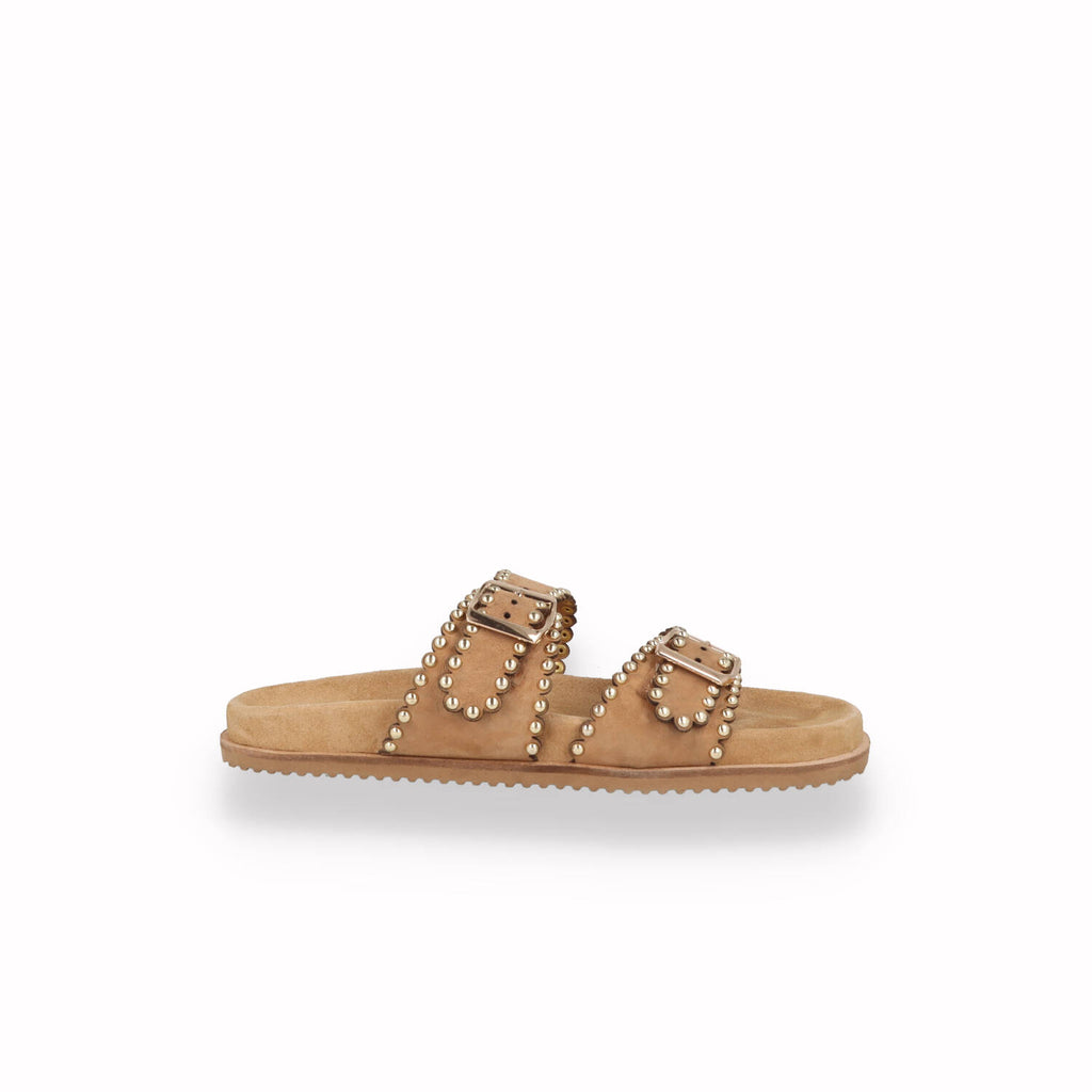 Ciabatta Keys Donna con micro-borchie Beige e Verde