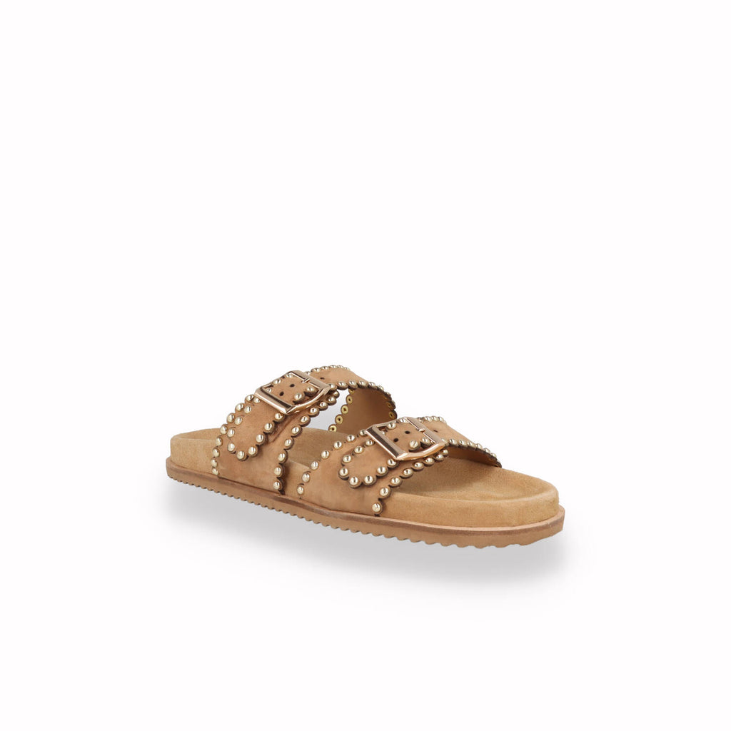 Ciabatta Keys Donna con micro-borchie Beige e Verde