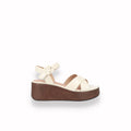 Sandalo Zeppa Legno KEYS Donno Bianco e Marrone