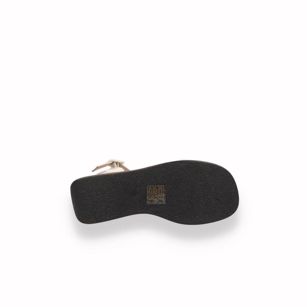 Sandalo Zeppa Legno KEYS Donno Bianco e Marrone