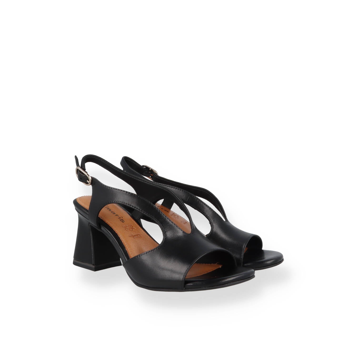 Sandali Tamaris Donna in Pelle con tacco Nero e Panna