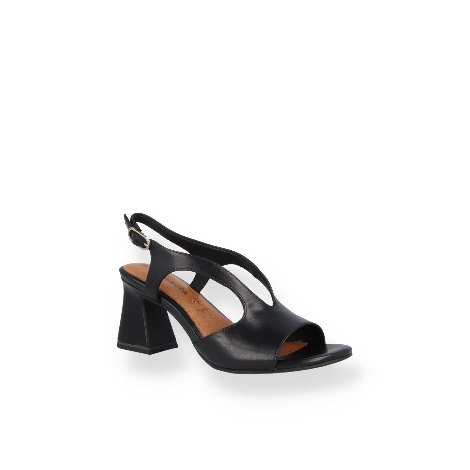 Sandali Tamaris Donna in Pelle con tacco Nero e Panna
