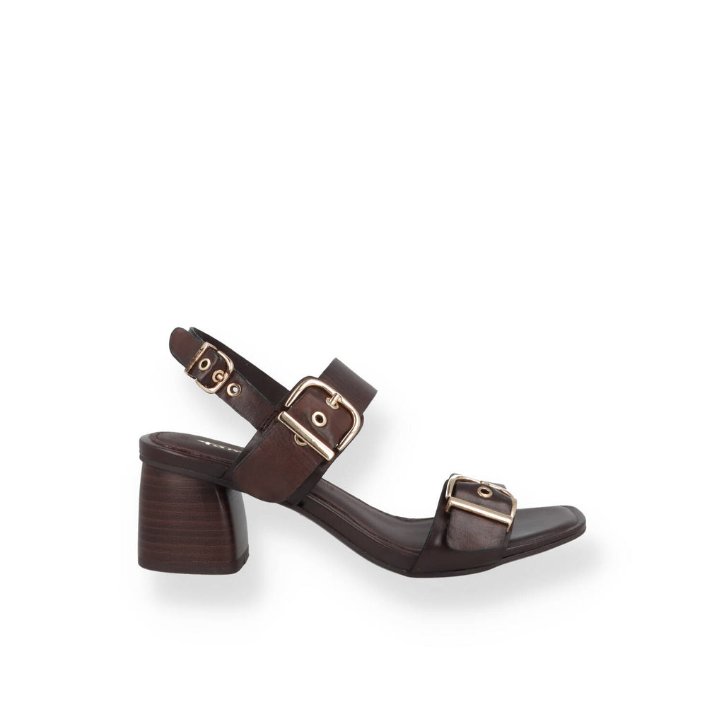 Sandalo Tamaris Pelle Cioccolato Due Fibbie Donna