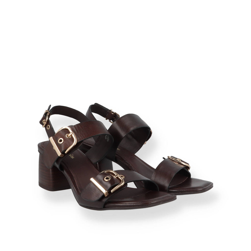 Sandalo Tamaris Pelle Cioccolato Due Fibbie Donna
