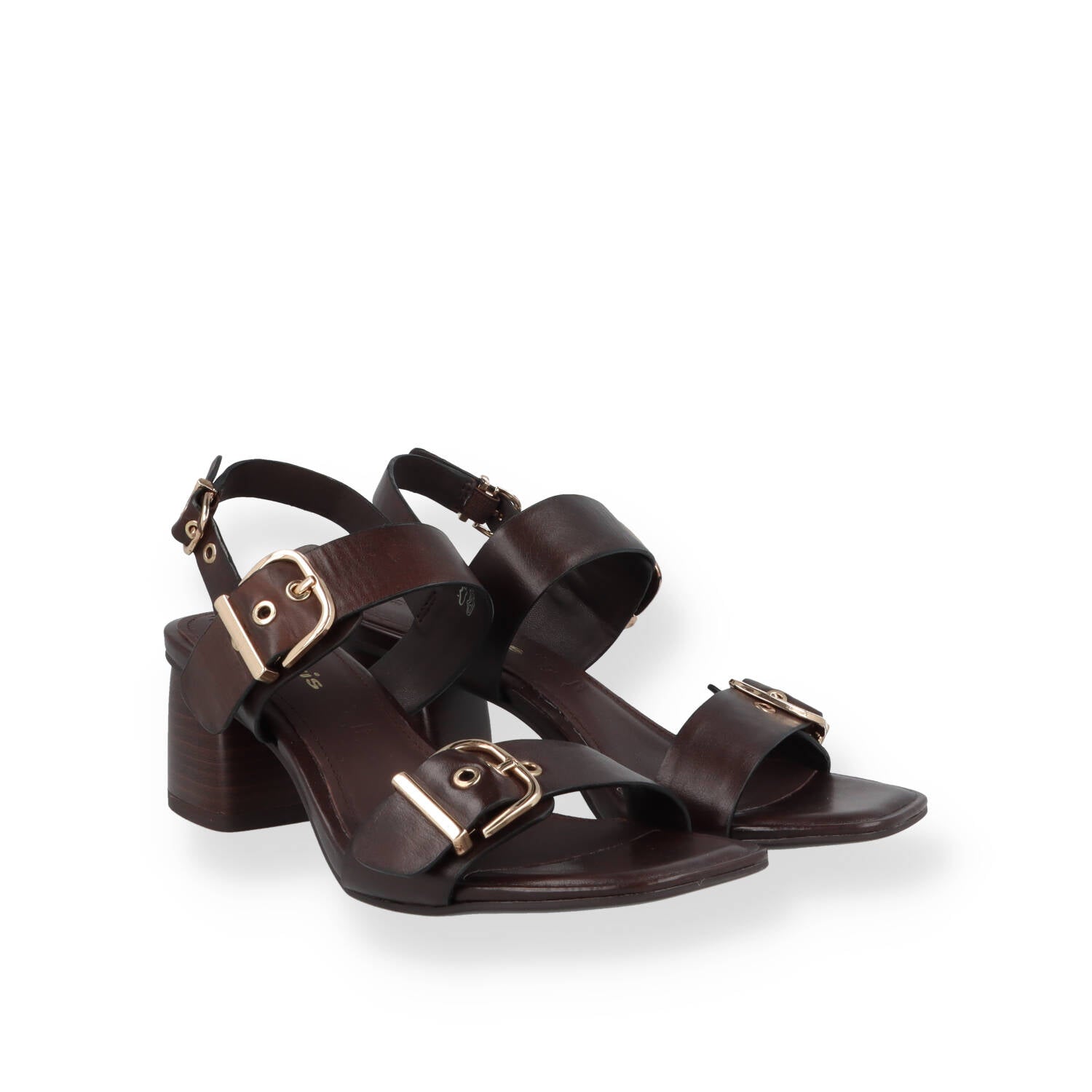 Sandalo Tamaris Pelle Cioccolato Due Fibbie Donna